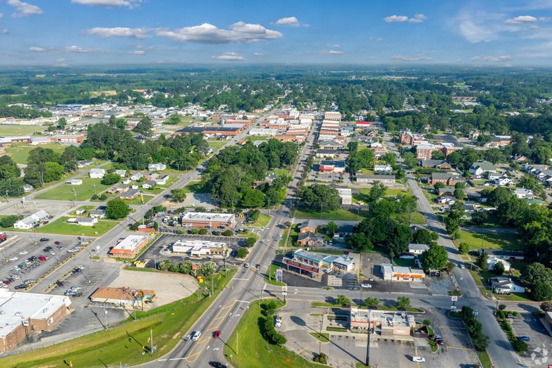 Aerial view of Benson, North Carolina.