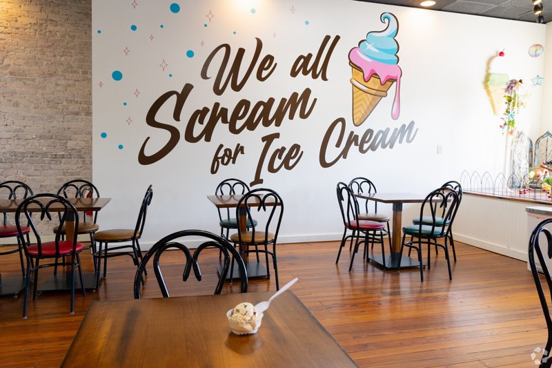 Interior of local ice cream shop in Benson, North Carolina.
