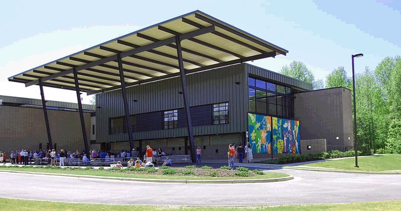 Clayton Community Center modern facility with outdoor plaza and gathering space