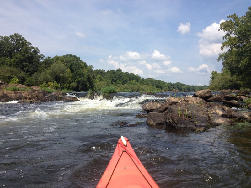Kayaking on Cape Fear River rapids in Lillington North Carolina