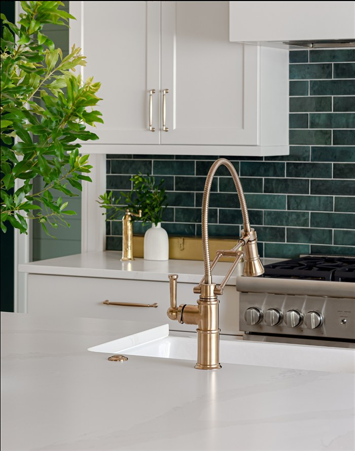 Kitchen sink with tile backsplash